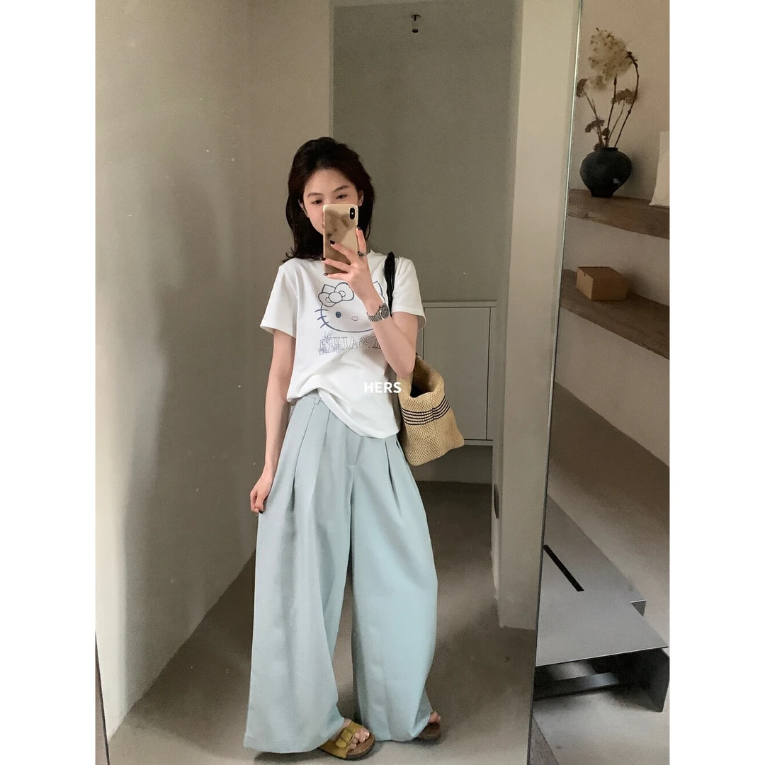 20656#【可盐可甜~】可爱的KT小猫印花休闲短袖T恤