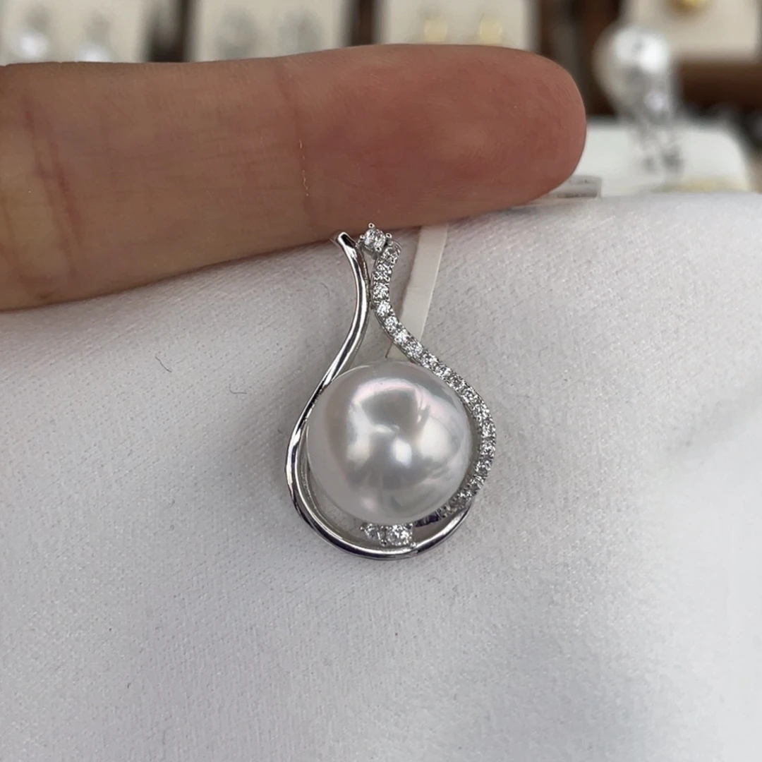 颈饰海水珍珠银S925镶嵌澳白11-12