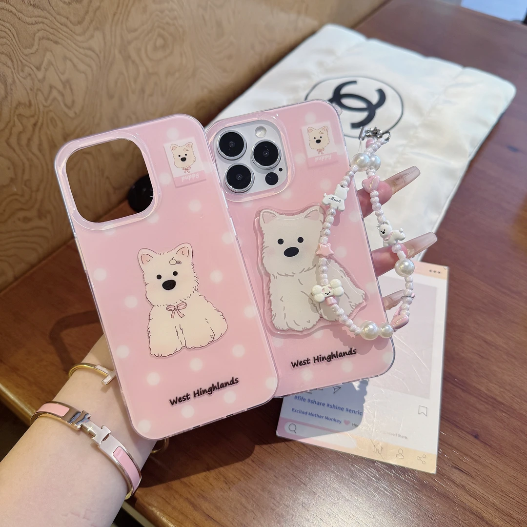 蝴蝶结西高地适用苹果iphone小米15pro防摔vivo华为oppo手机壳女