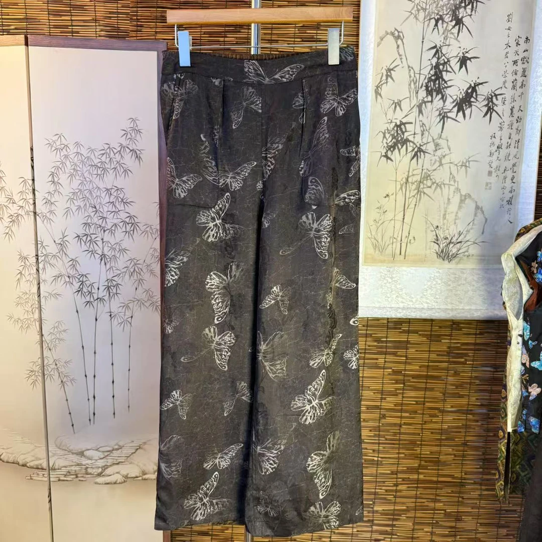 【黑蝴蝶1384】气质百搭宽松双面穿休闲直筒裤