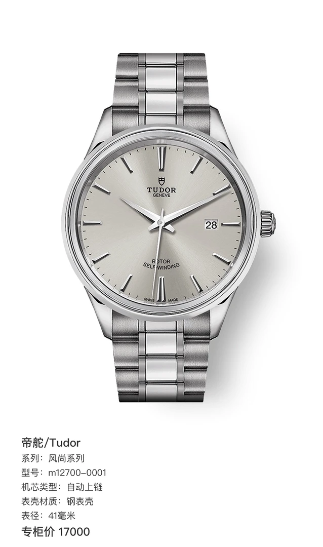99新 TUDOR/帝舵 宏奢批发帝舵风尚灰盘41表径