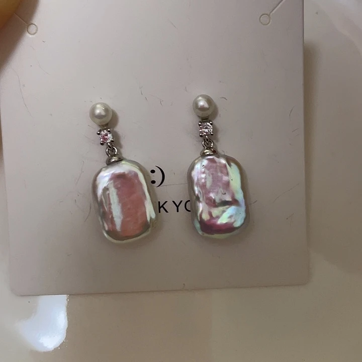 银S925镶嵌耳饰淡水珍珠