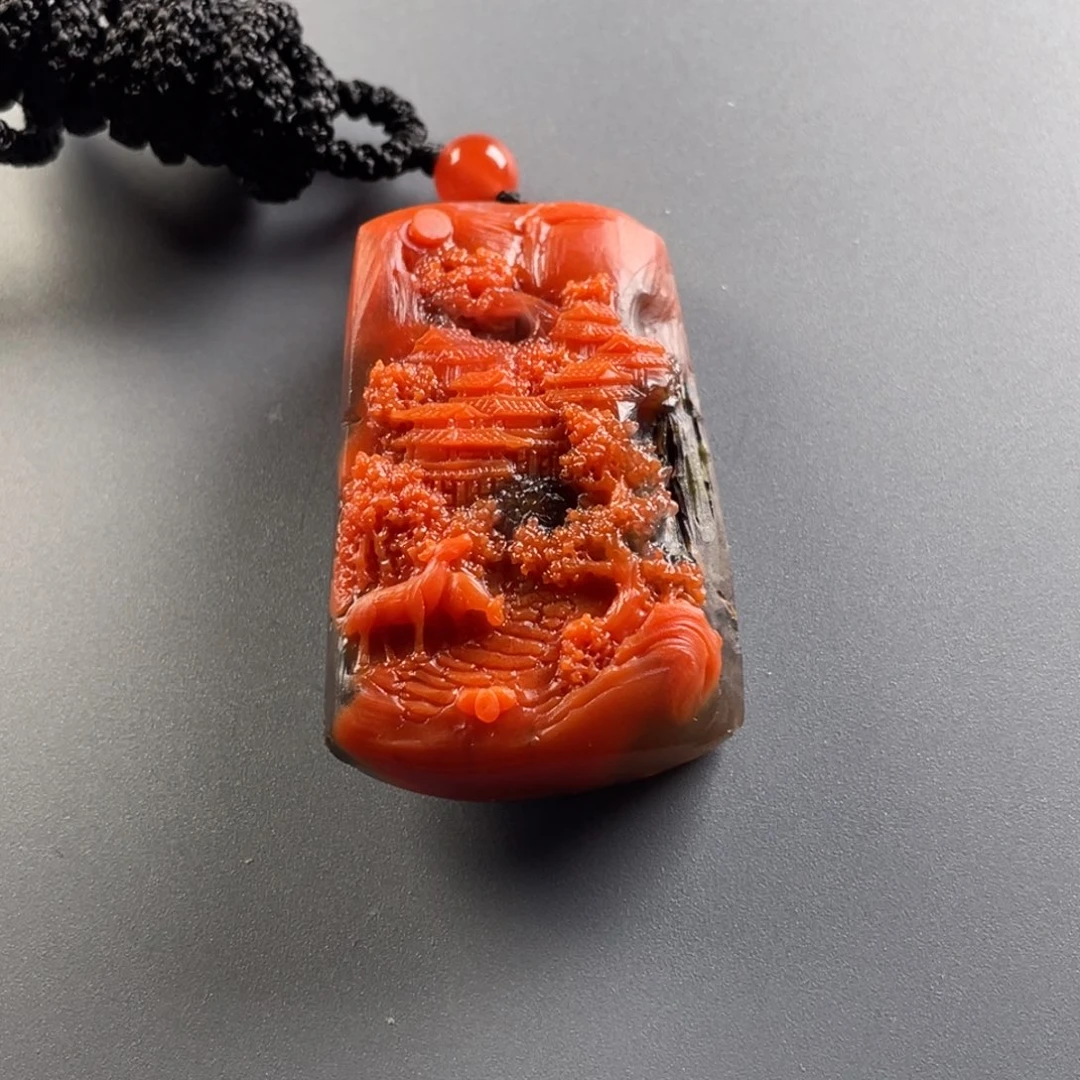 南红玛瑙天然原矿杨柳阿东寨老南红牌子未镶嵌博*园