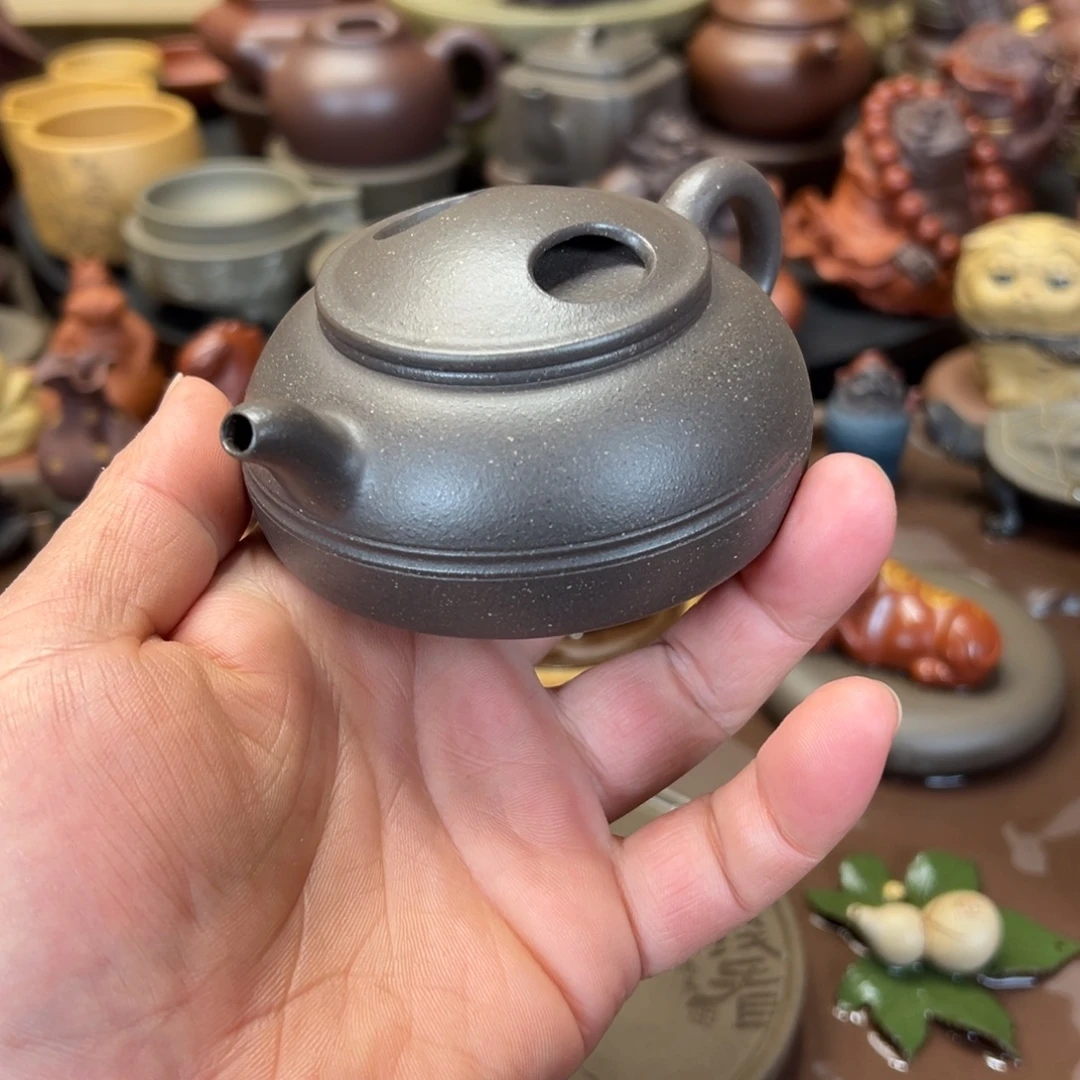 茶宠紫砂紫砂牛盖壶