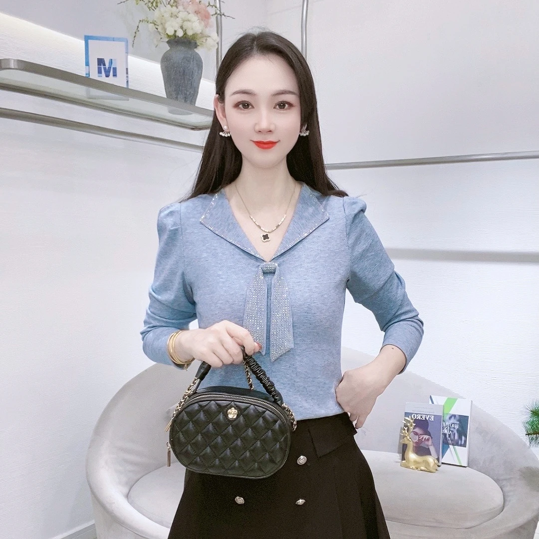 晴晴A7956新款时尚女气质减龄百搭轻职风洋气上衣