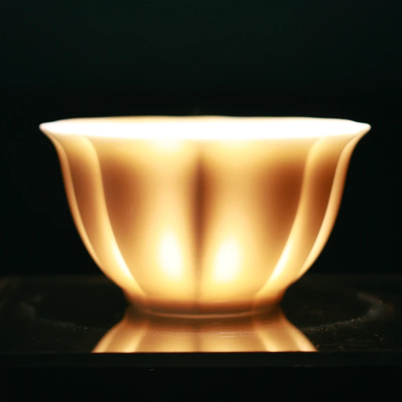 【何白龙窑】孩儿红海棠杯（一对）hbly-1033