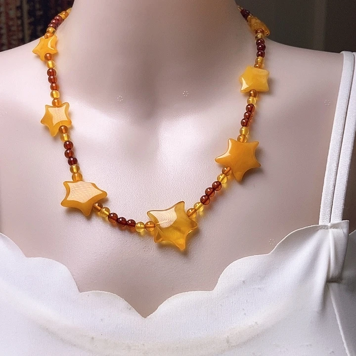 琥珀未镶嵌颈饰项链