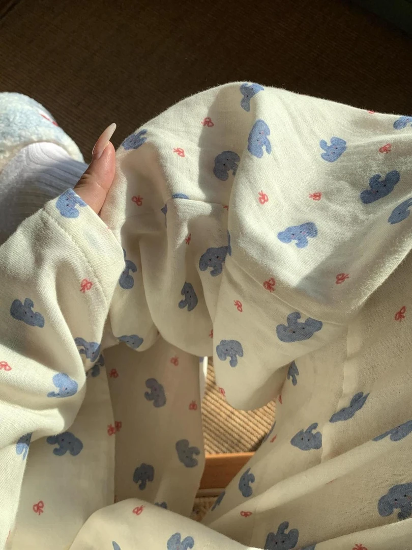 100%纯棉A类睡衣女2025夏季新款婴儿双层纱布薄款长袖家居服套装