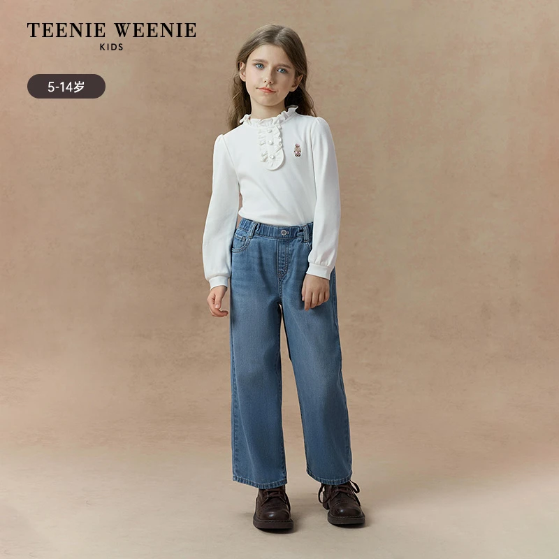 TeenieWeenie Kids小熊童装25花边领纯棉打底T恤衫TKHA254951A