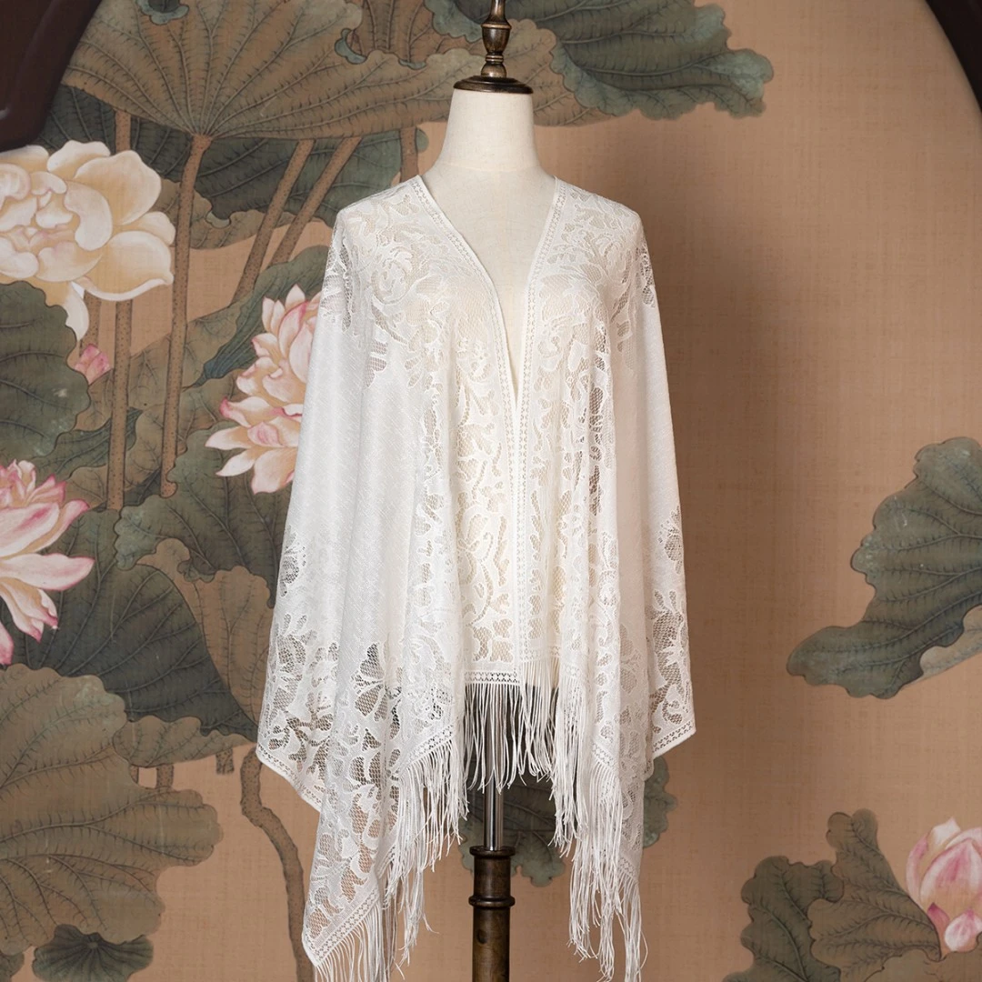 画报夫人春夏秋新款气质网红百搭蕾丝披肩围巾丝巾搭配旗袍文艺
