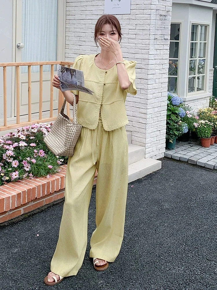 2025夏季新款巨好看的穿搭一整套两件套女阔腿裤套装