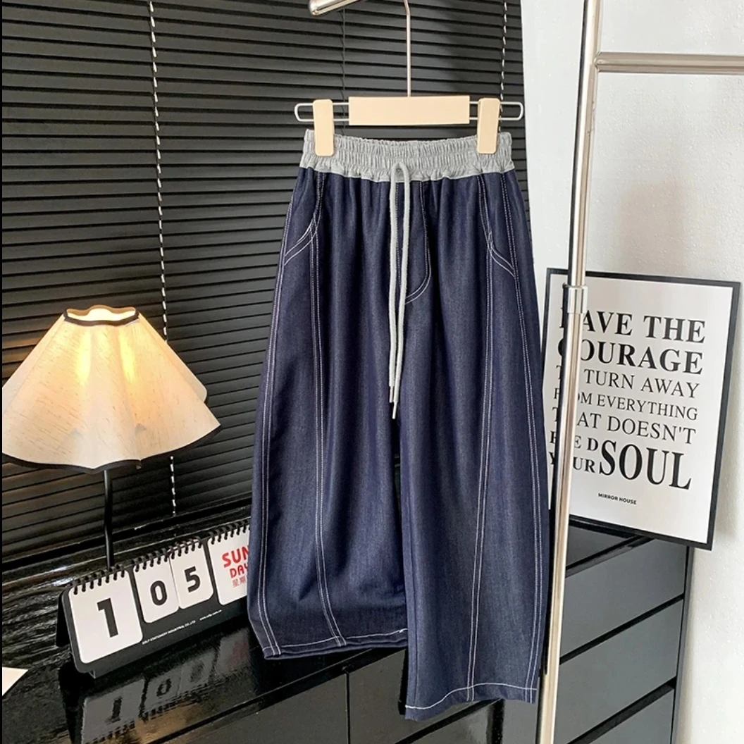 【牛仔蓝】2025新款儿童夏季薄款休闲裤简约儿童宽松牛仔蓝百搭裤