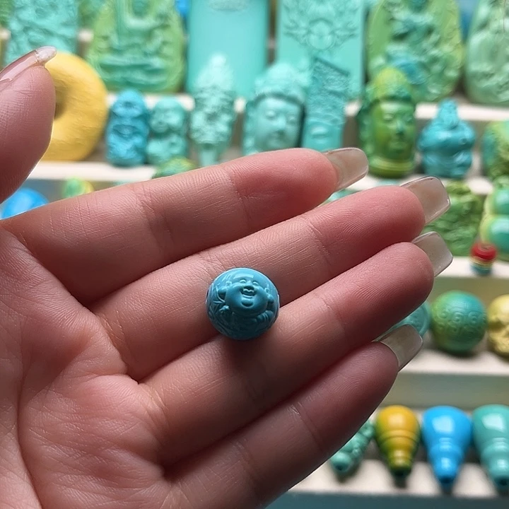精工雕刻财迷珠蓝色