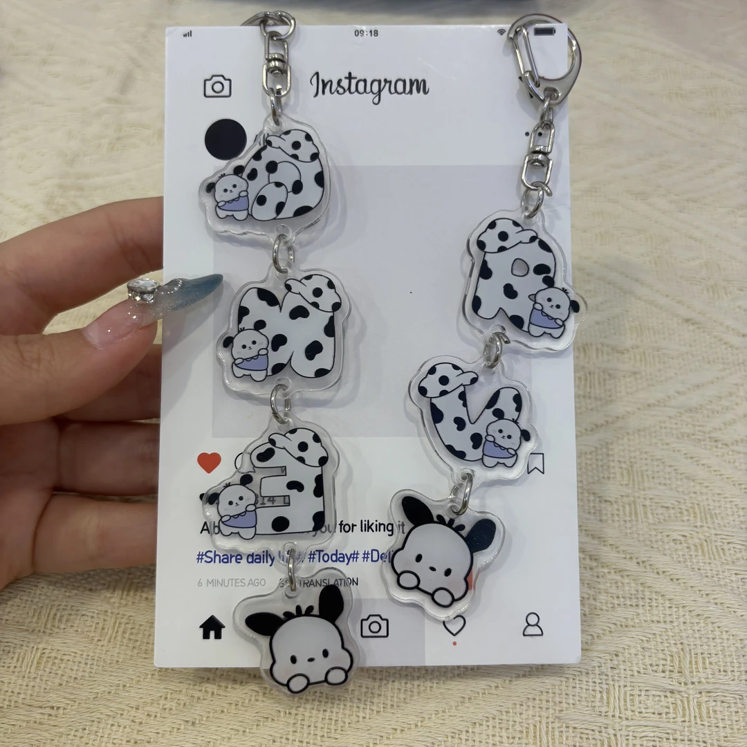 【喵喵】新款帕恰狗26字母钥匙扣可爱亚克力背包挂件动漫装饰送朋友