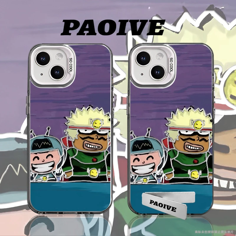 适用苹果华为vivo一加iPhone小米三星大大怪小小怪防摔彩银手机壳