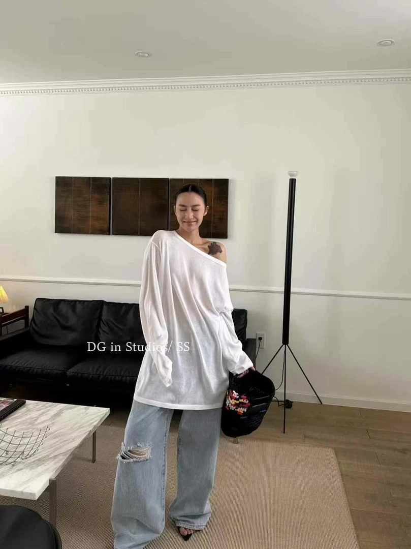 【新品上新】高级时尚洋气个性宽松显高显瘦阔腿破洞牛仔裤