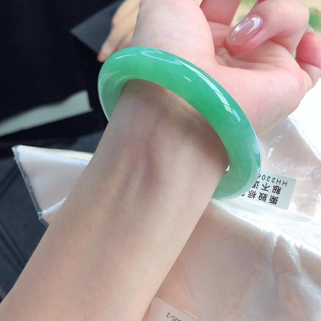 未镶嵌手镯翡翠天然A货翡翠55/56满阳绿大胖圆对标大万品质