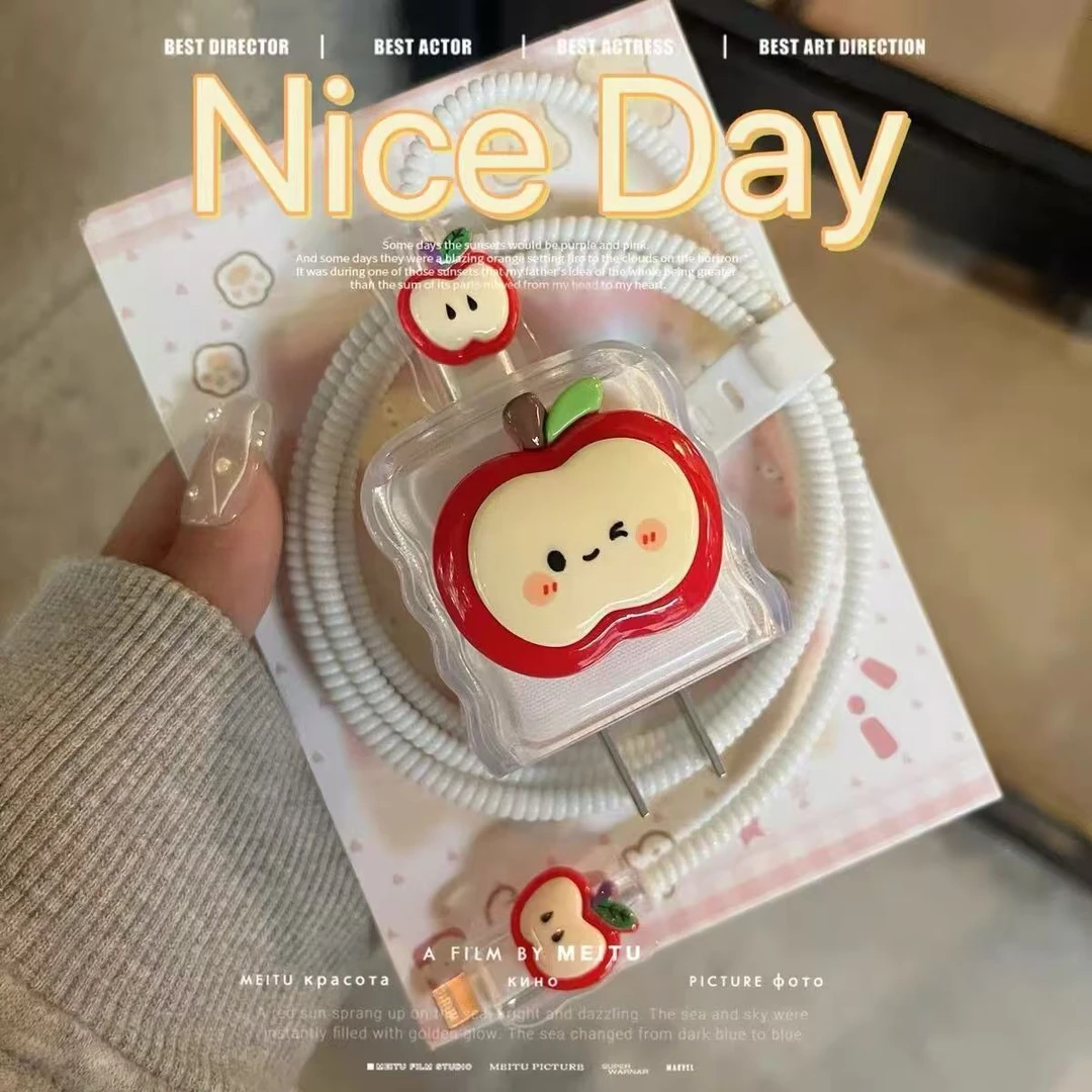 可爱苹果16充电头保护套iPhone15数据线防折断20w快充iPad11软壳