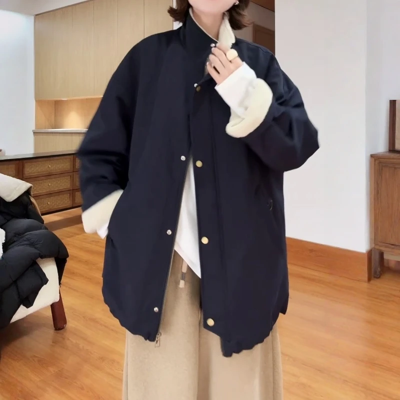 中长款休闲风衣外套2025秋冬新款慵懒松驰感简约通勤休闲显瘦上衣