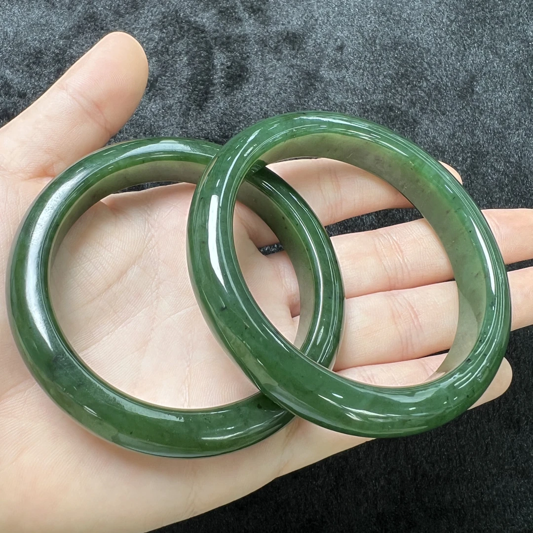 和田玉碧玉手镯-多样性发一件-条宽12mm-RC241211002