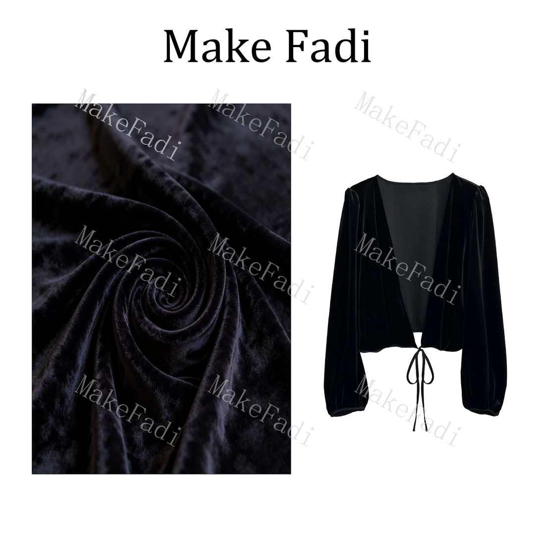 MakeFadi/妙珂梵迪时尚气质百搭丝绒系带开衫短外套气质小众短款