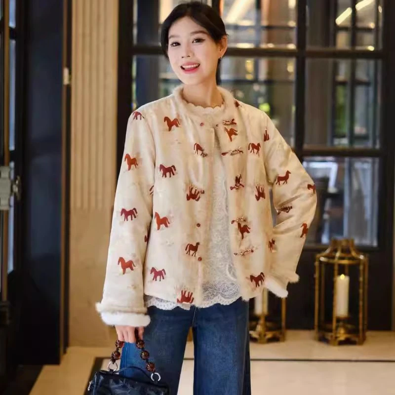 新中式国风女装小红马上衣2025秋冬新款时尚洋气百搭减龄夹棉外套
