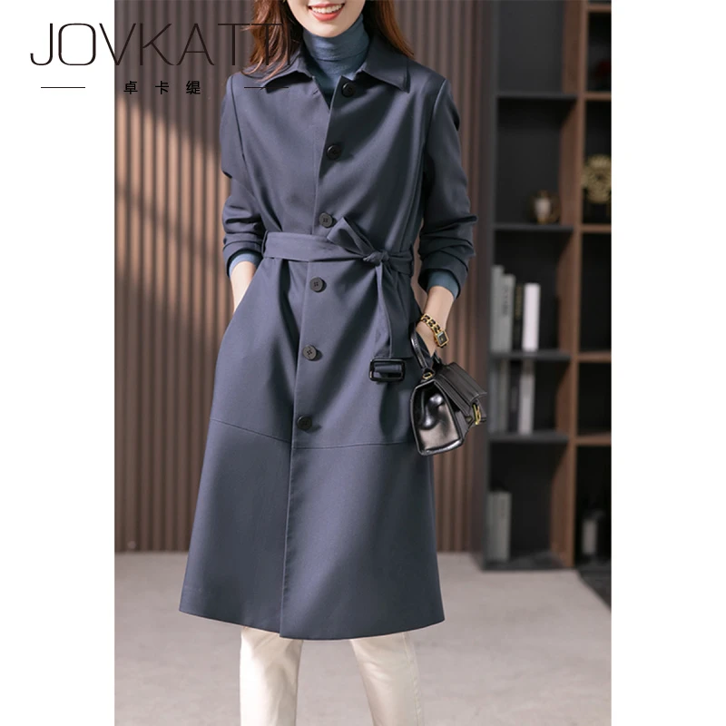 Jovkatti风衣外套女2025秋季新款中长款韩系风格高级感宽松休闲