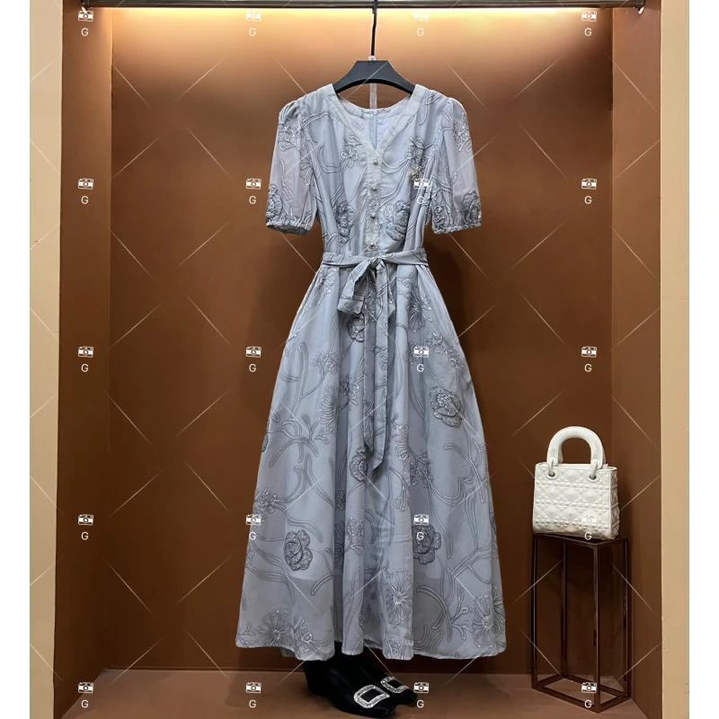 【露露】设计师轻奢法式印花女士连衣裙 GS-55158