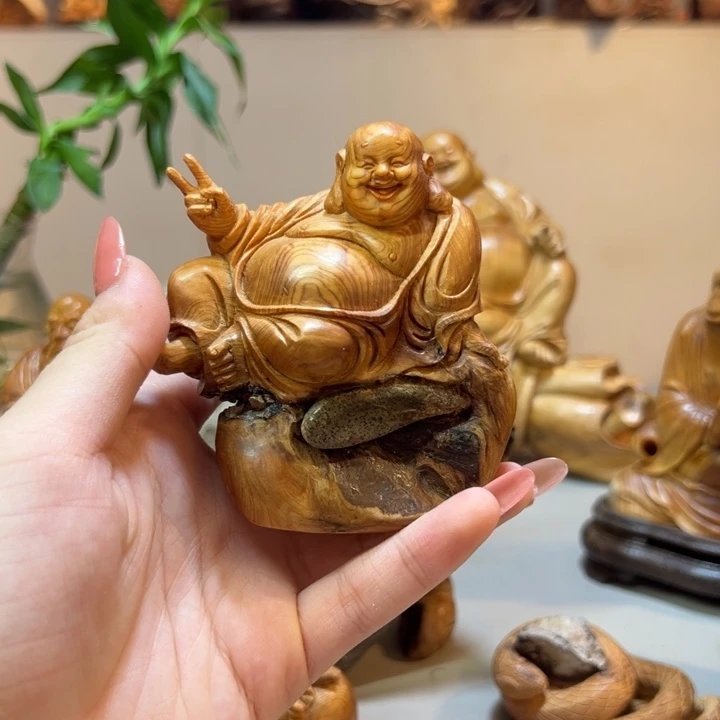 聚***业木摆件米勒佛手把