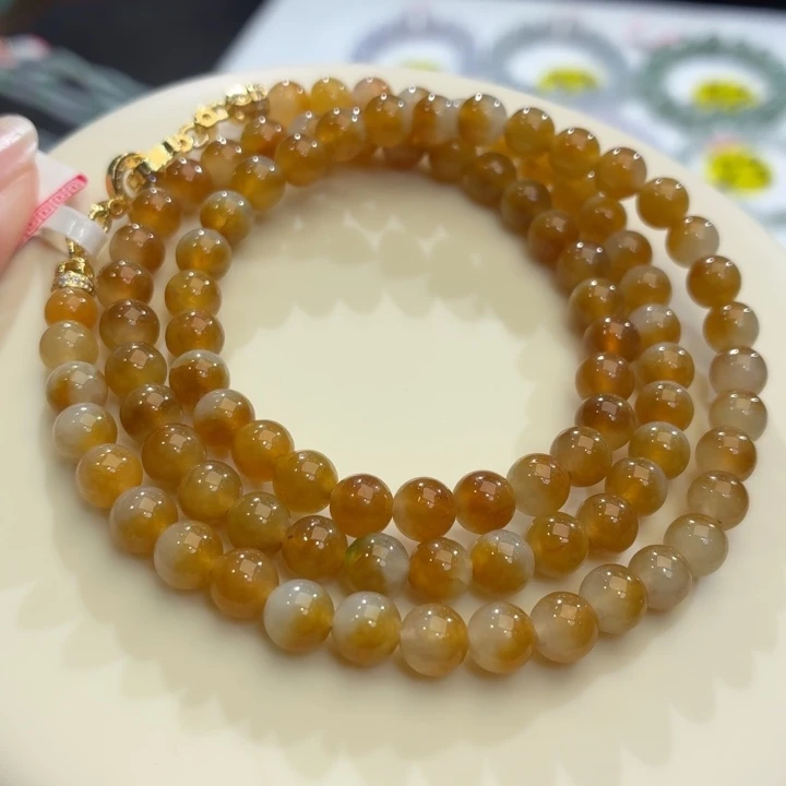 翡翠未镶嵌手链冰胶黄卡6