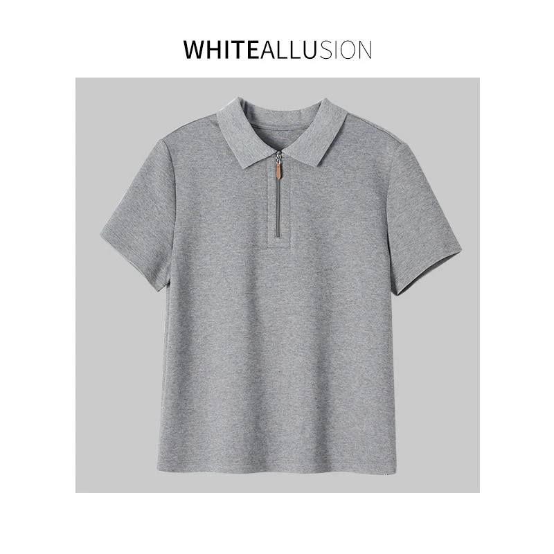 素典【质感POLO】polo衫翻领半拉链正肩短袖T恤新上衣4400
