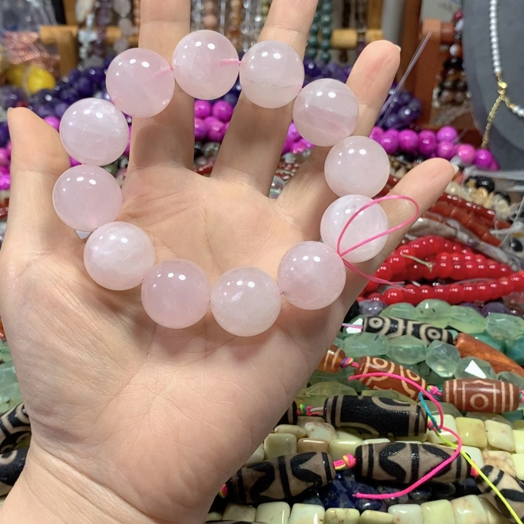 玛瑙/玉髓合金珠宝半成品粉晶一条卡20mm
