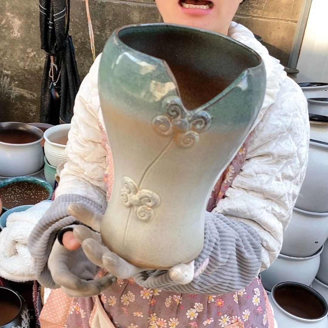 紫砂花盆瑕疵口16高25瑕疵