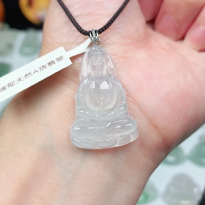 翡翠18K金镶嵌颈饰缅甸天然A货翡翠