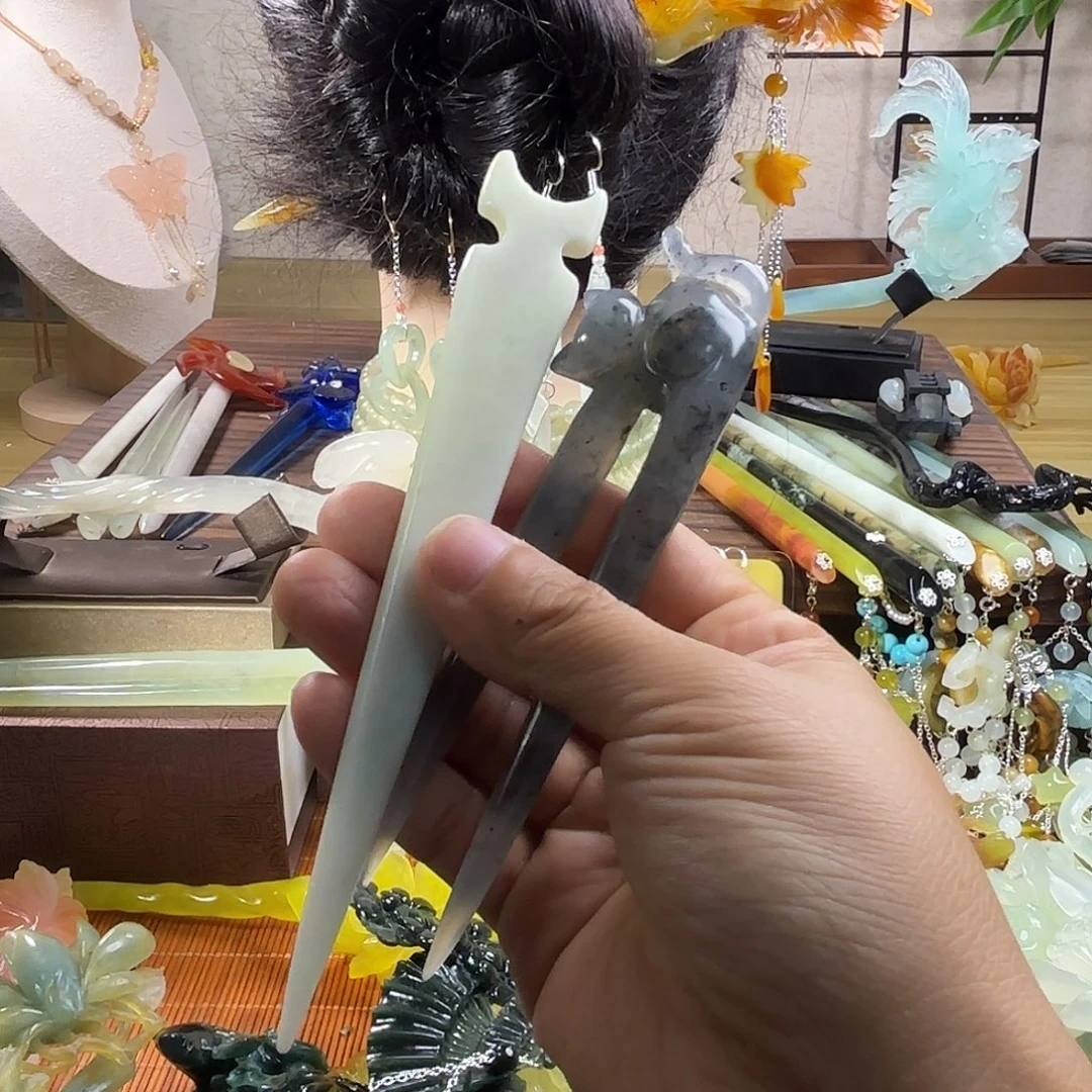 蛇纹石玉合金发饰