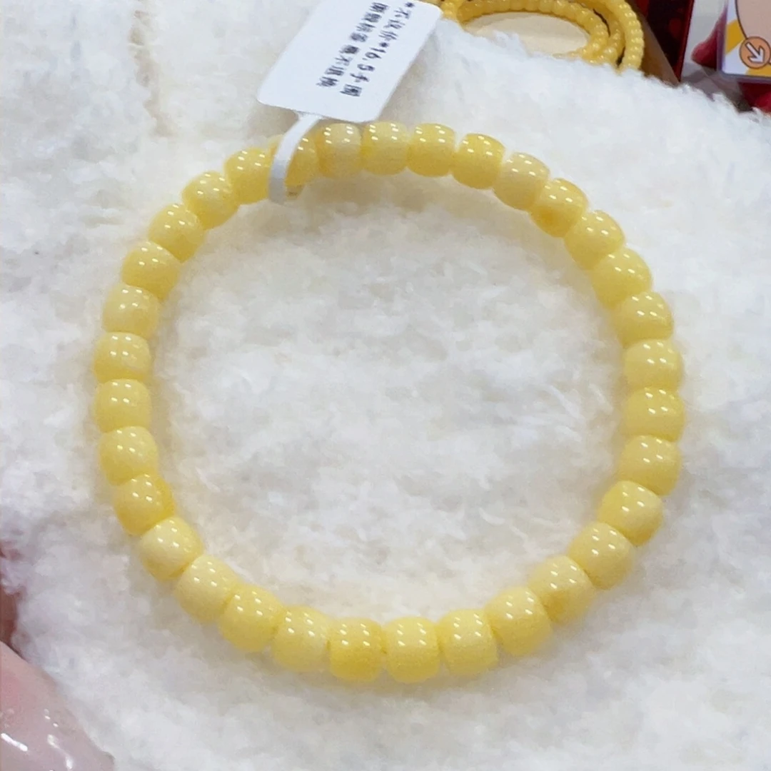 蜜蜡手链未镶嵌6.5m满蜡直切漏