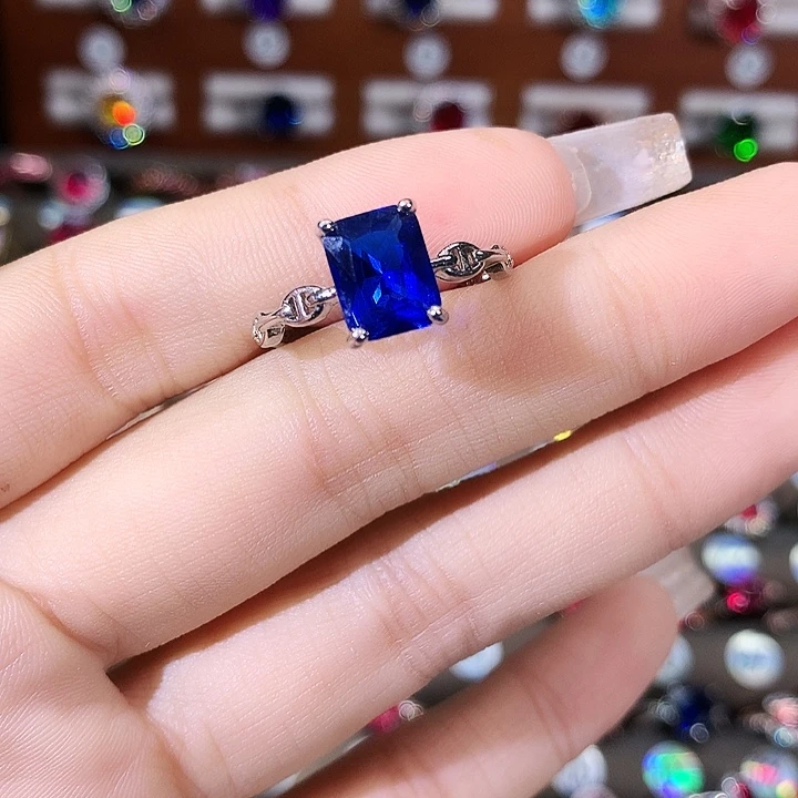 银S925镶嵌戒指蓝宝石白79
