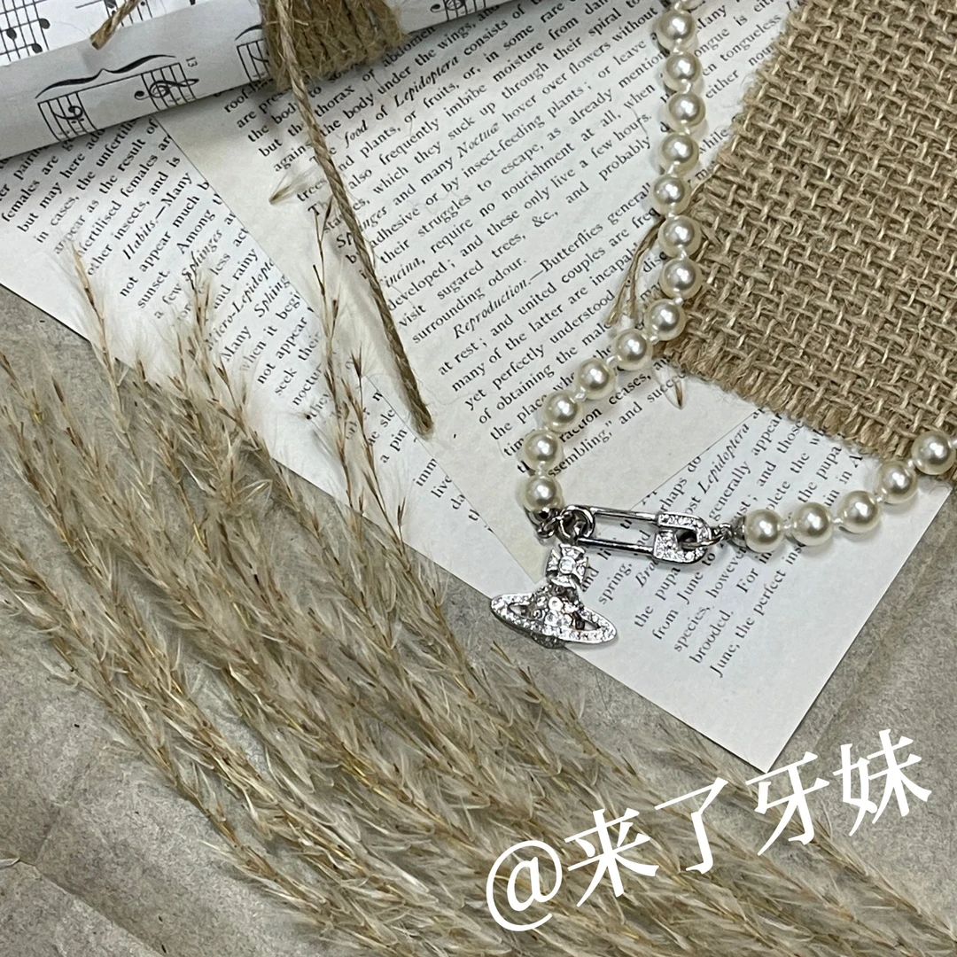 合金项链 YM小西珠珠回形针项链轻奢时尚百搭小众小众个性