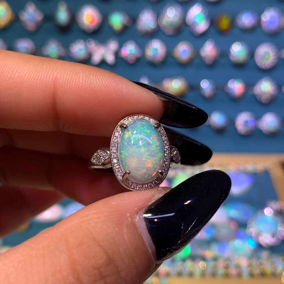 欧泊银S925镶嵌耳饰