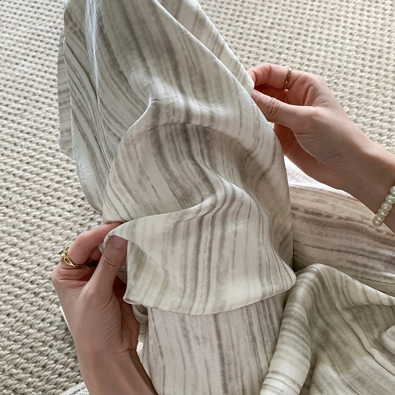 醋酸裤子扎染脏脏裤女夏季薄款宽松直筒垂感休闲缎面冰丝阔腿裤夏