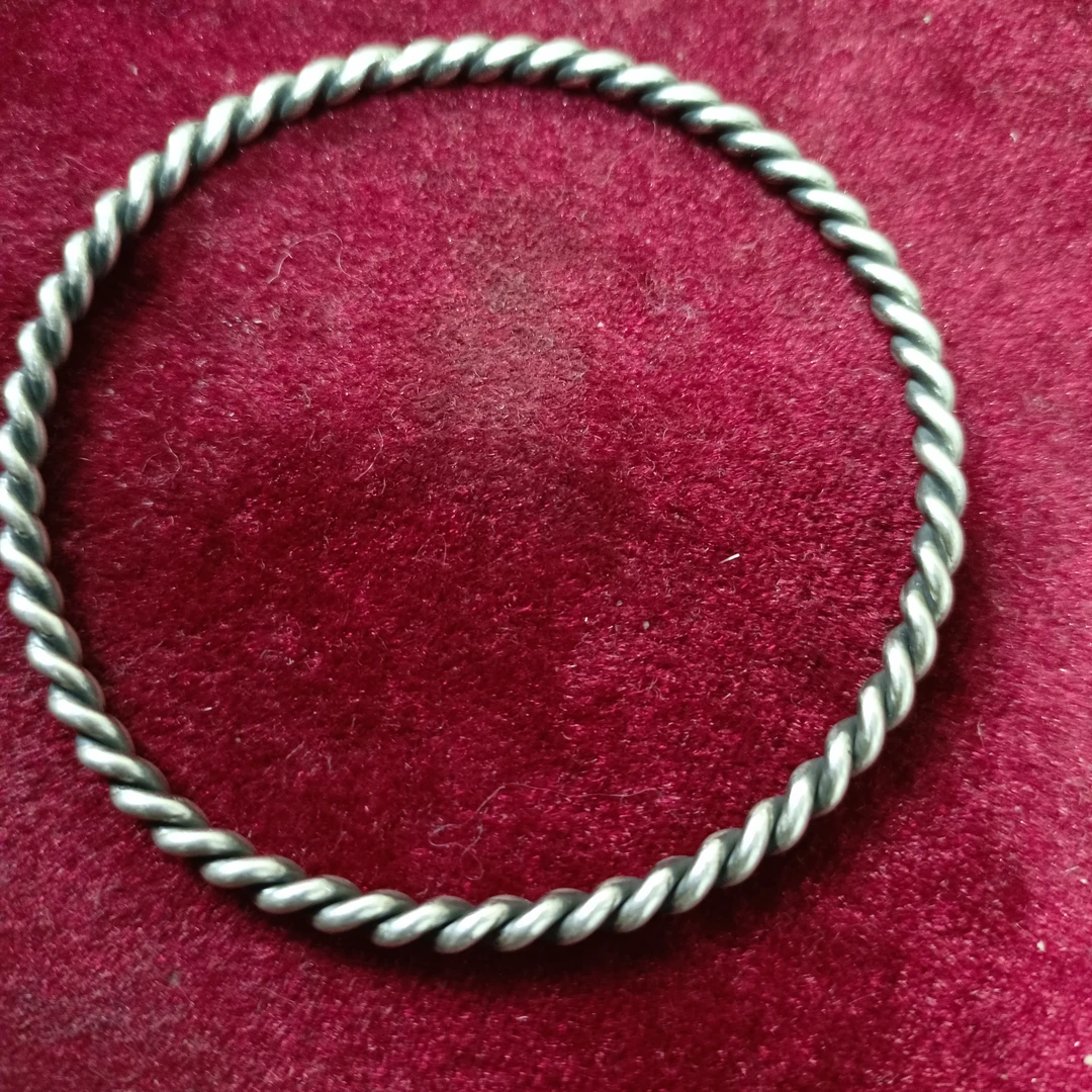 足银银制品 纯银老银麻花细手镯