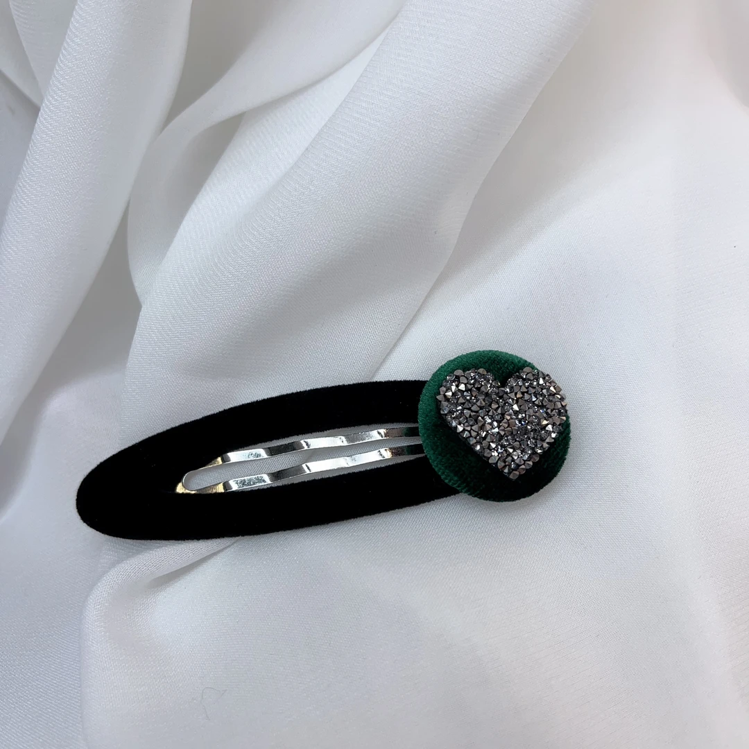 S676韩系绿色桃心大掰掰夹