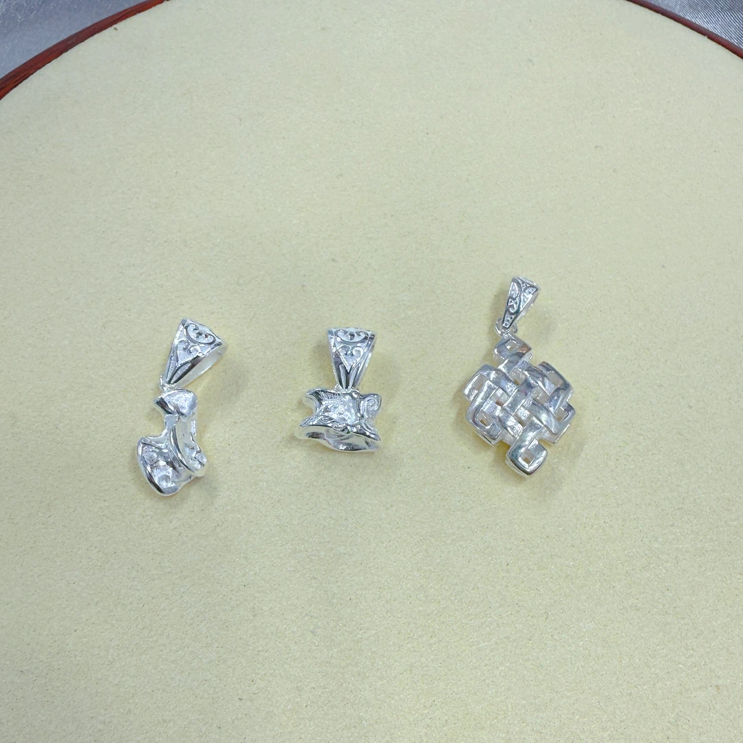 坠链均925银 蒙古元素S925纯银立体吉祥结项链吊坠民族风精品百搭