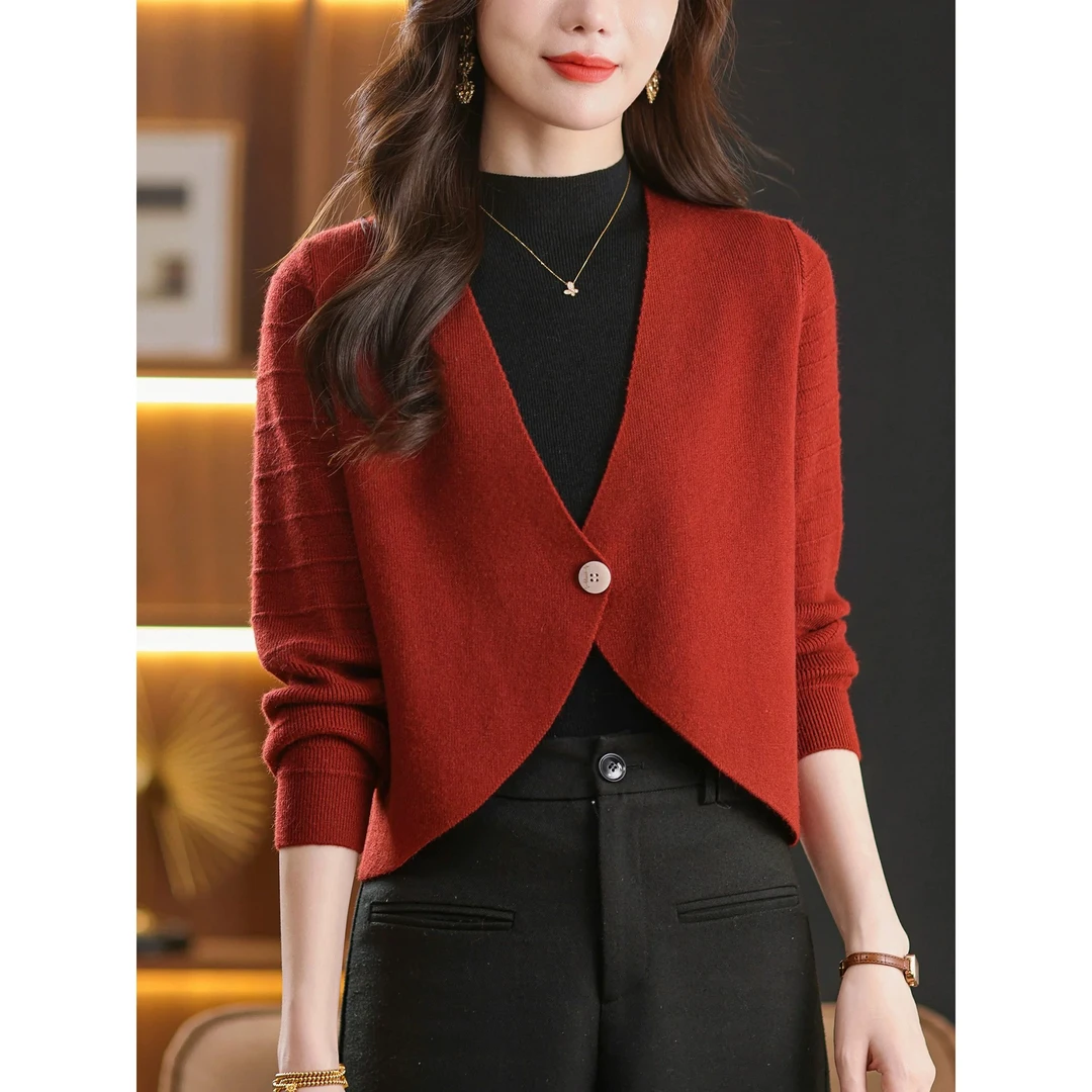 旗袍披肩小外搭针织开衫女士短款春秋季中年妈妈上衣洋气毛衣外套