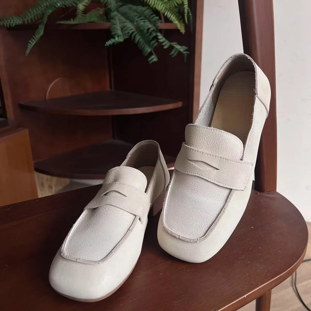 拙手作2025年新款头层牛皮秋季时尚百搭舒适乐福鞋