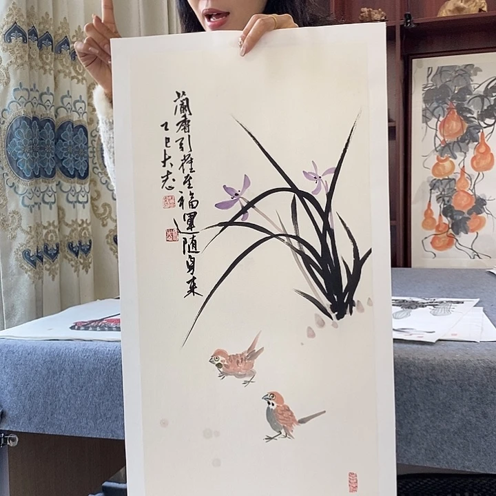 国画纯手绘国画写意作品34*68