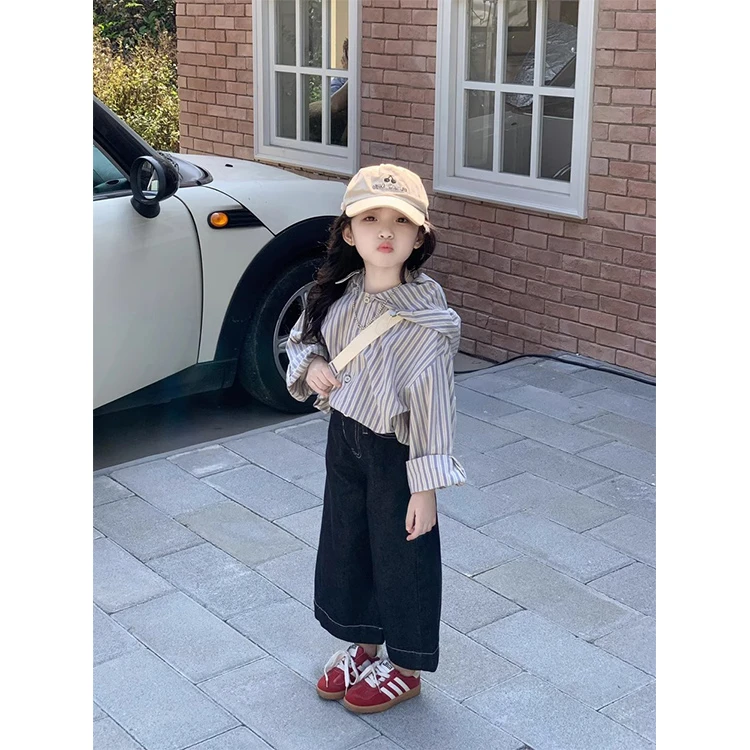女童套装秋装2025新款儿童秋季格子衬衫上衣女宝宝时尚直筒牛仔裤