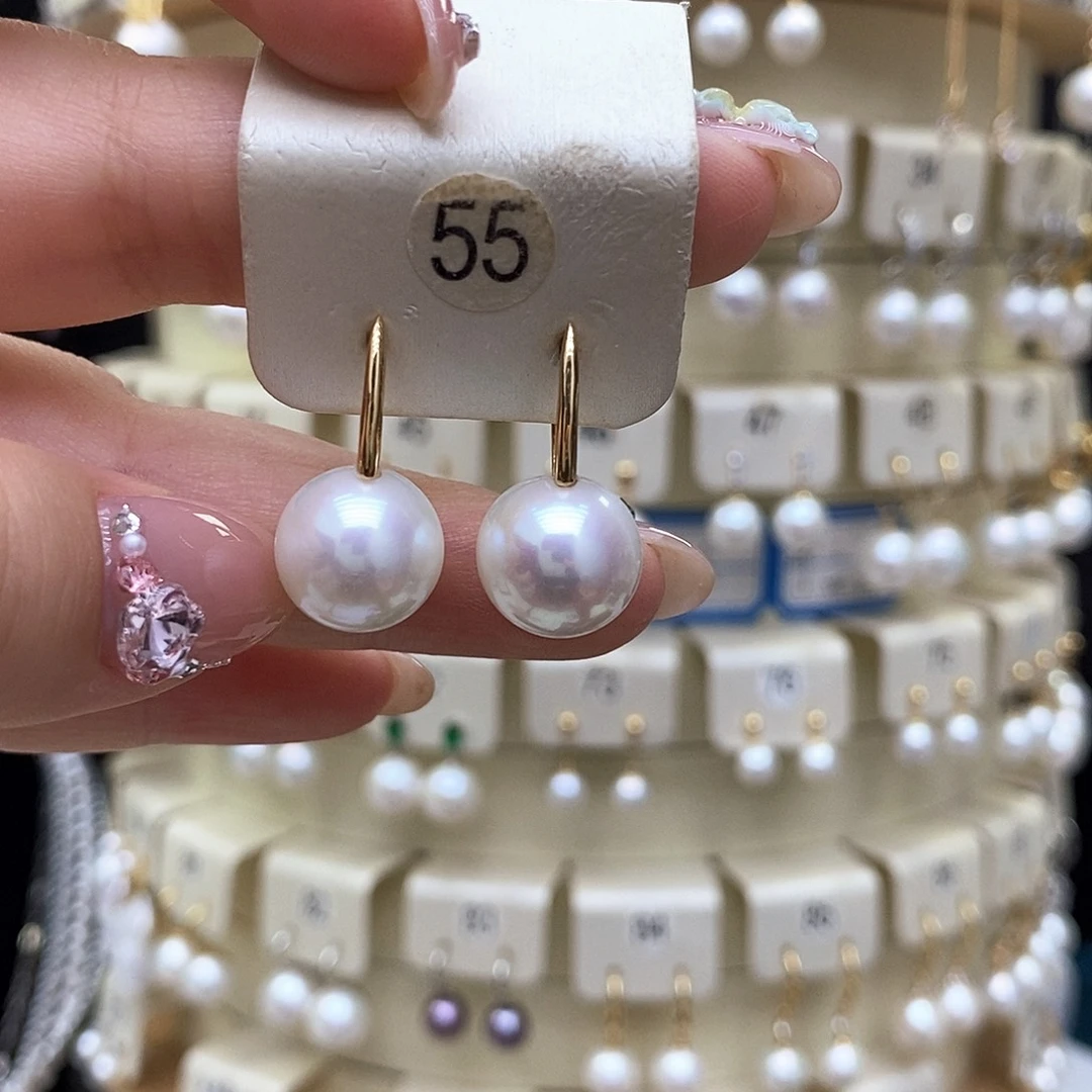 18K金镶嵌淡水珍珠耳饰