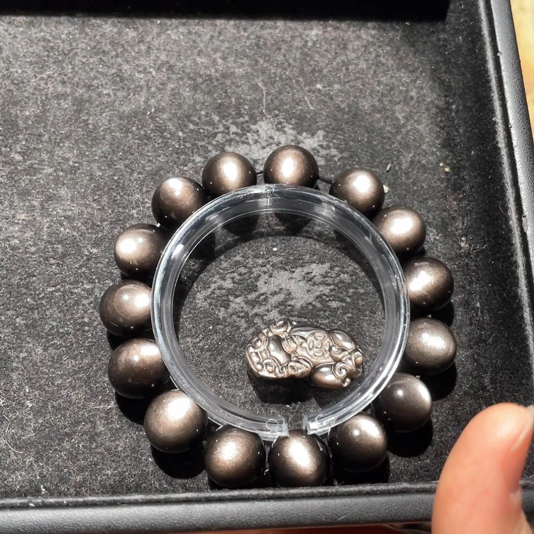 黑曜岩手链未镶嵌吃***相