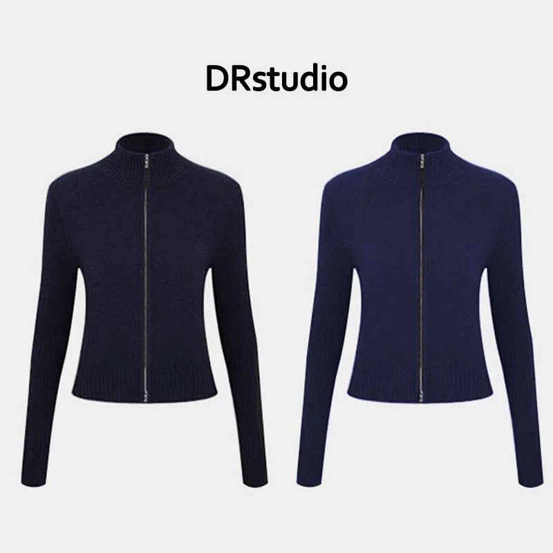 【澳洲绵羊毛】经典款双拉链洋气定制极简加厚毛衣外套开衫F745